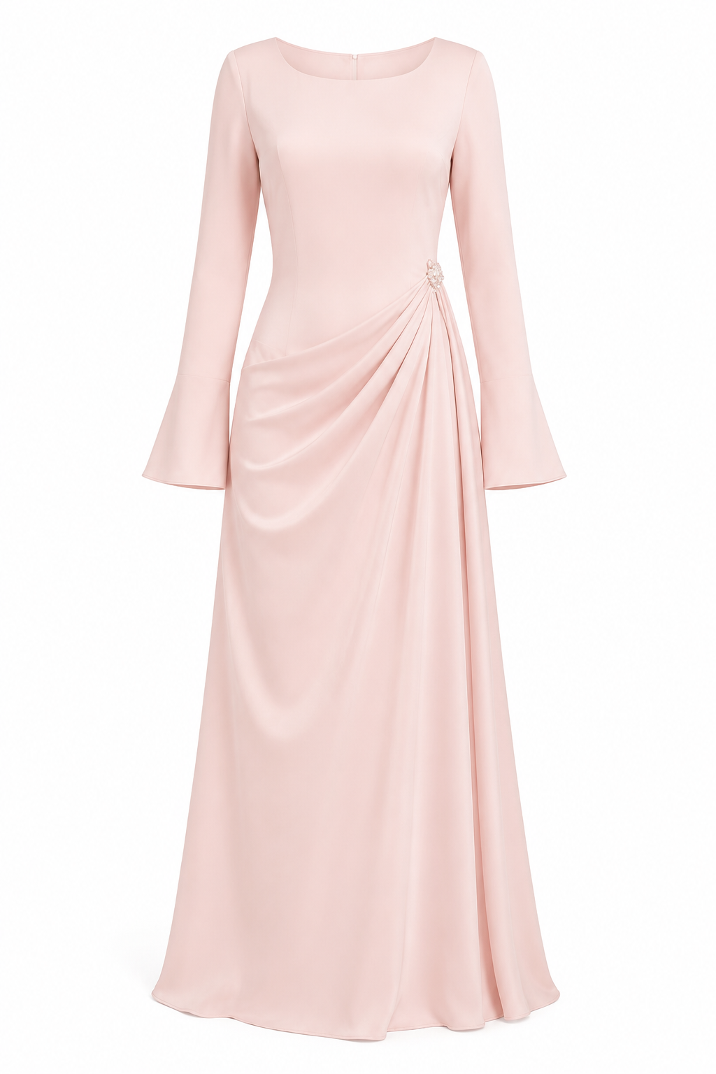 Yara Asymmetrical Draped Waist Long Sleeve Dress