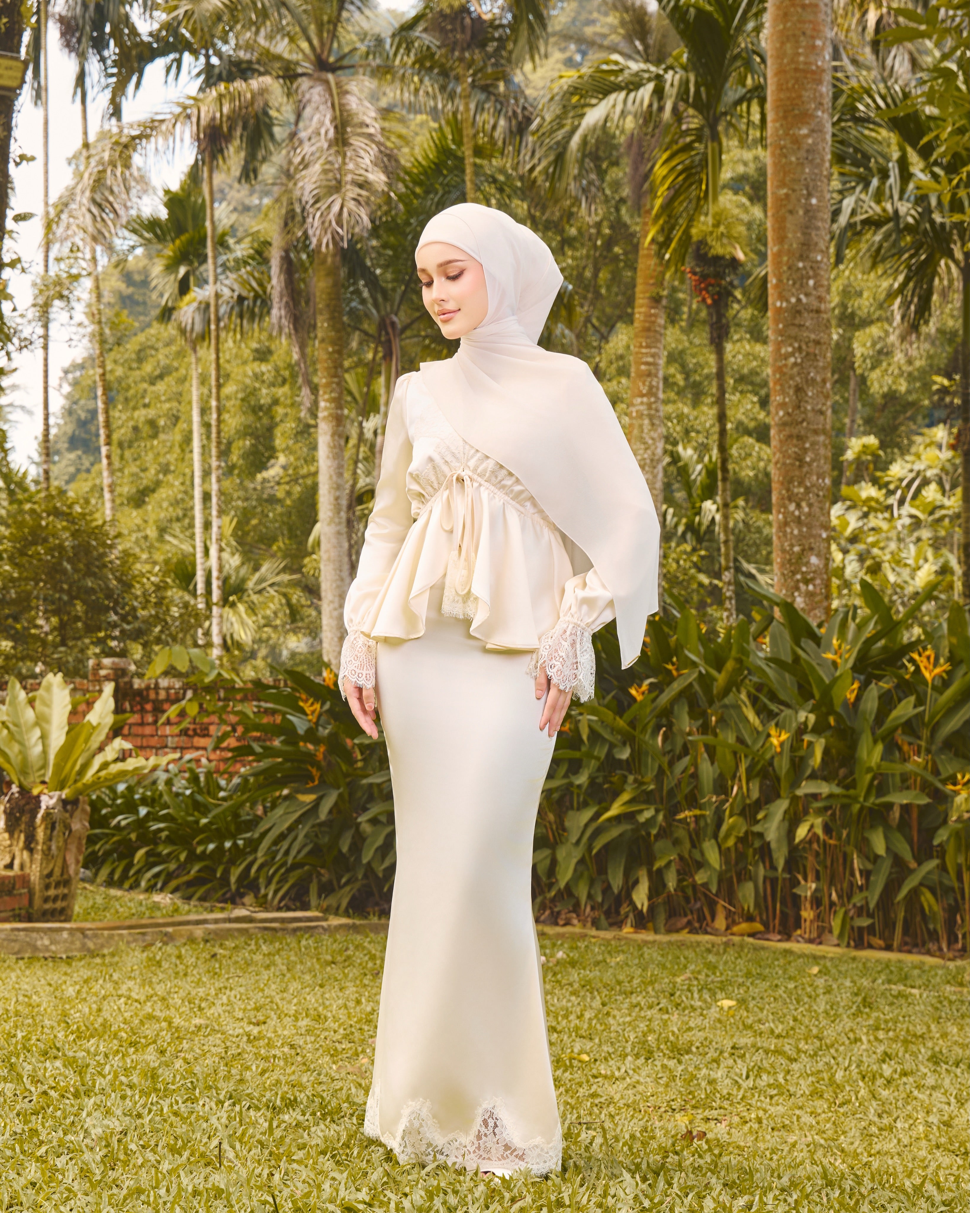 Sara Lace Peplum Two‑Piece Maxi dress