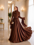 Hana Draped Neck Satin Maxi Dress