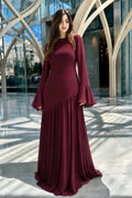Dana Bell Sleeve Diagonal Ruched Maxi dress
