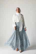 Fatima Draped Top Printed Maxi‑Skirt Suit