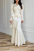 Celeste Jacquard Peplum Mermaid Two‑Piece Set