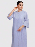 Nadia Striped Button‑Front Abaya Dress