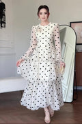 Lina Polka‑Dot Tiered Maxi Dress