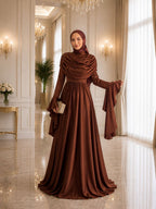Hana Draped Neck Satin Maxi Dress