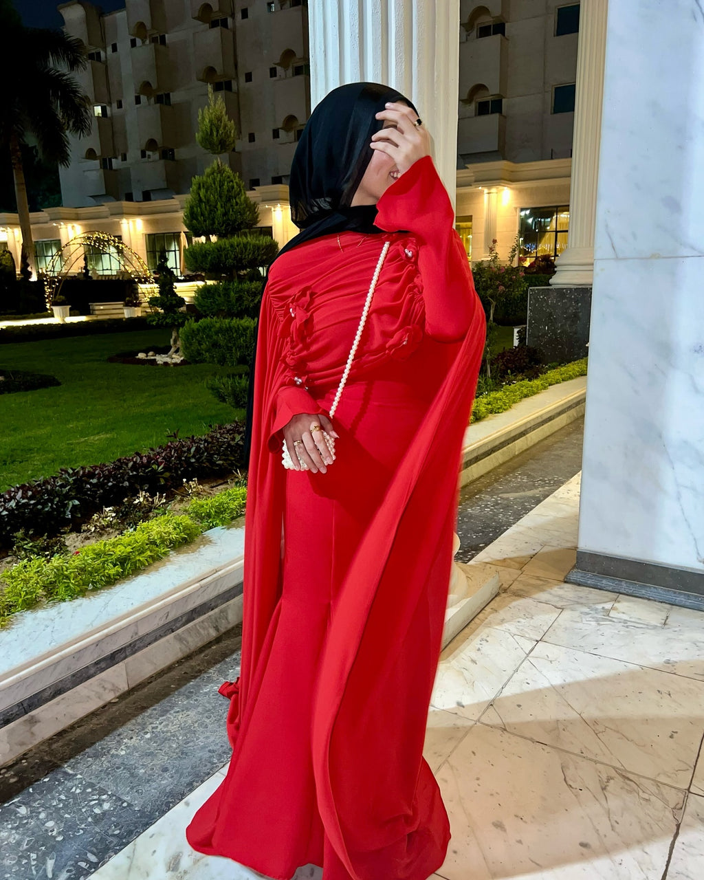 Nour Flowing Bias Cut Crepe Maxi Dress