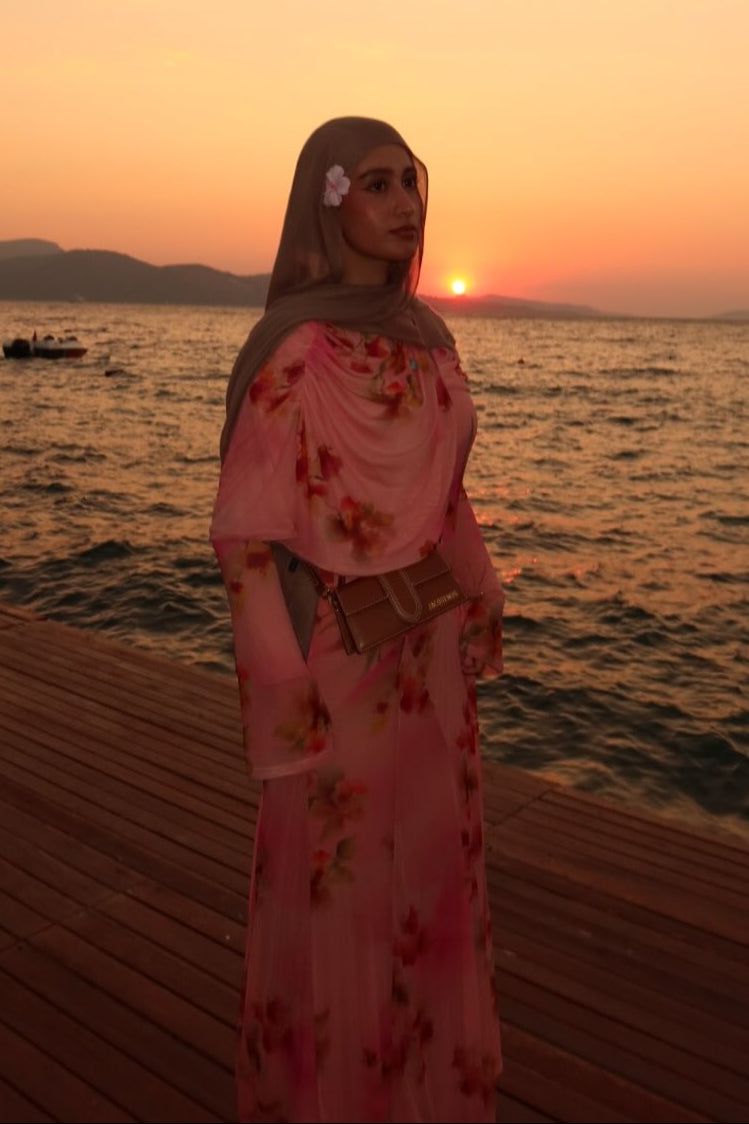 Sara Floral Chiffon Wrap Maxi dress