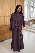 Noura Layered Cape Skirt Set-Purple