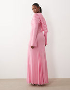 Leila Draped Mesh Maxi Dress
