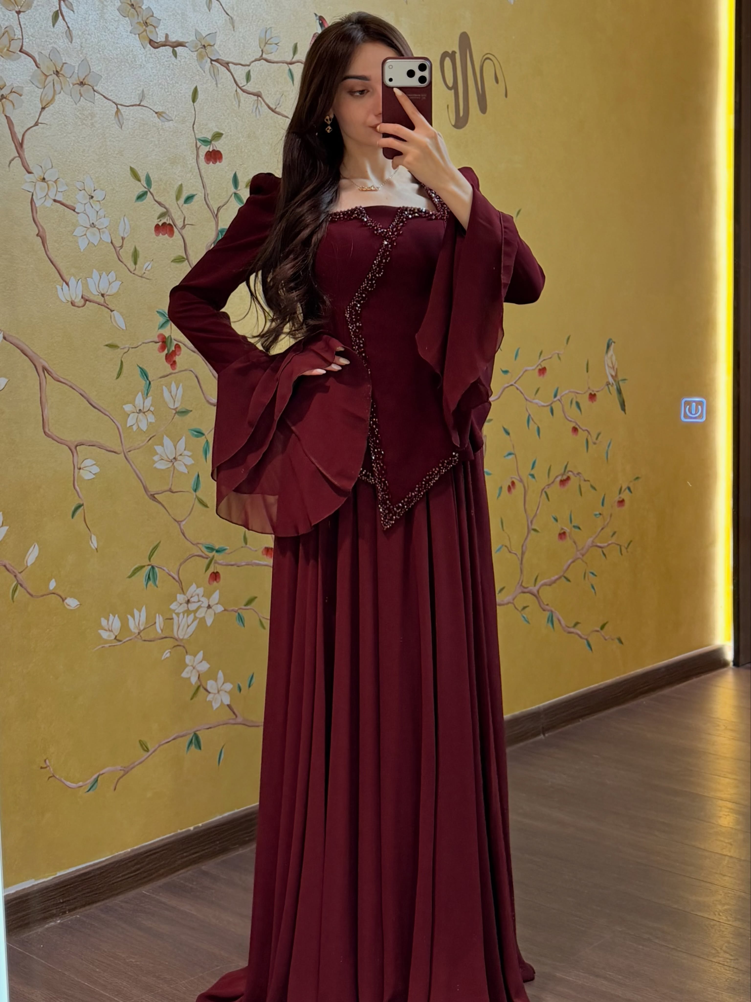 Sara Beaded Flare Sleeve Maxi Dress