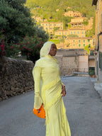 Sara Draped Ruffle Trim Maxi Dress-Yellow