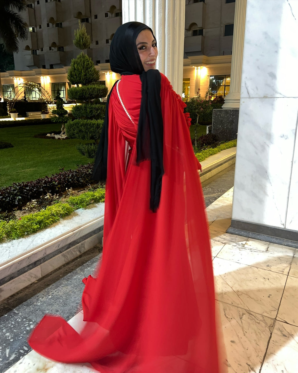 Nour Flowing Bias Cut Crepe Maxi Dress