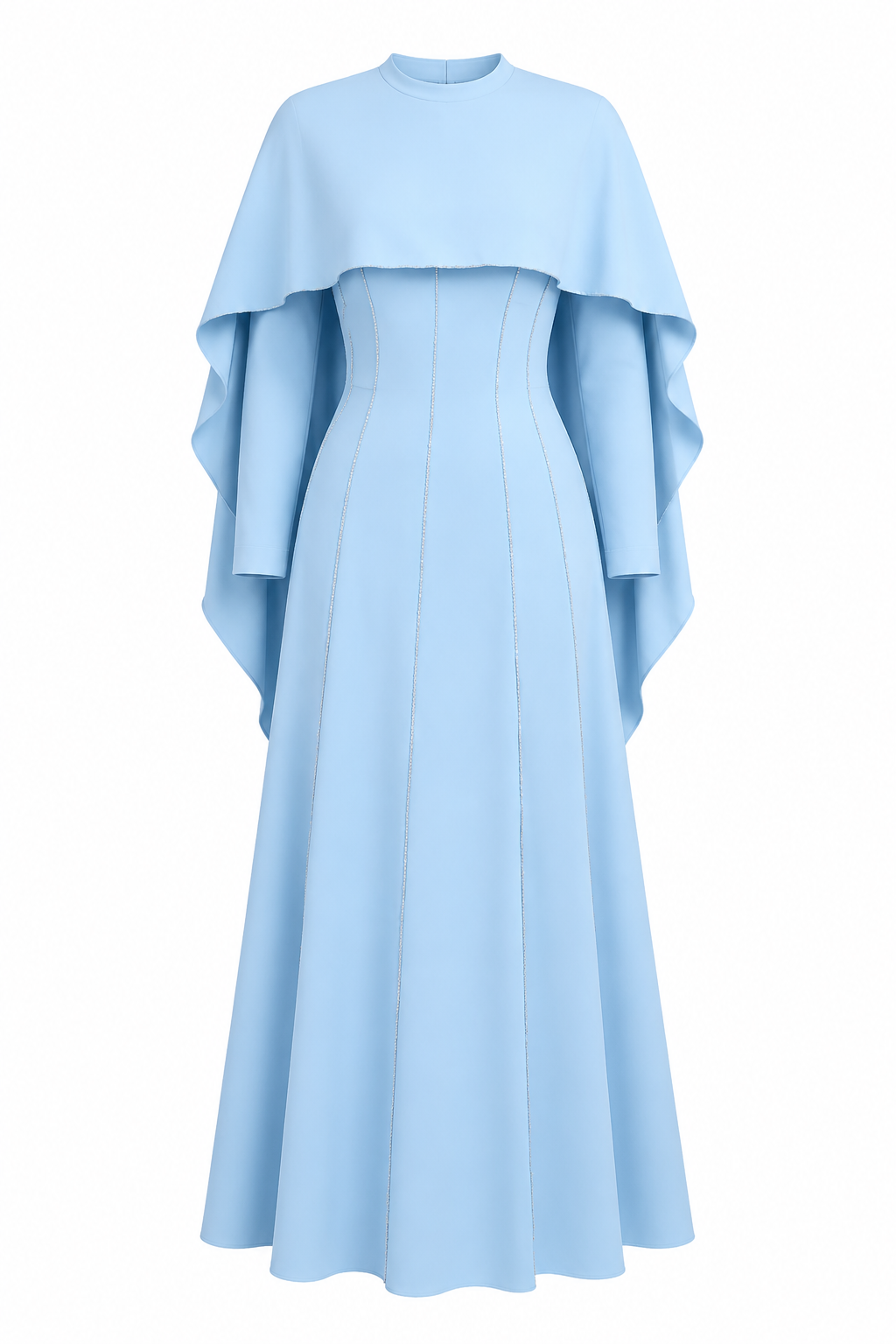 Sara Cape Trim Seamed Maxi Dress