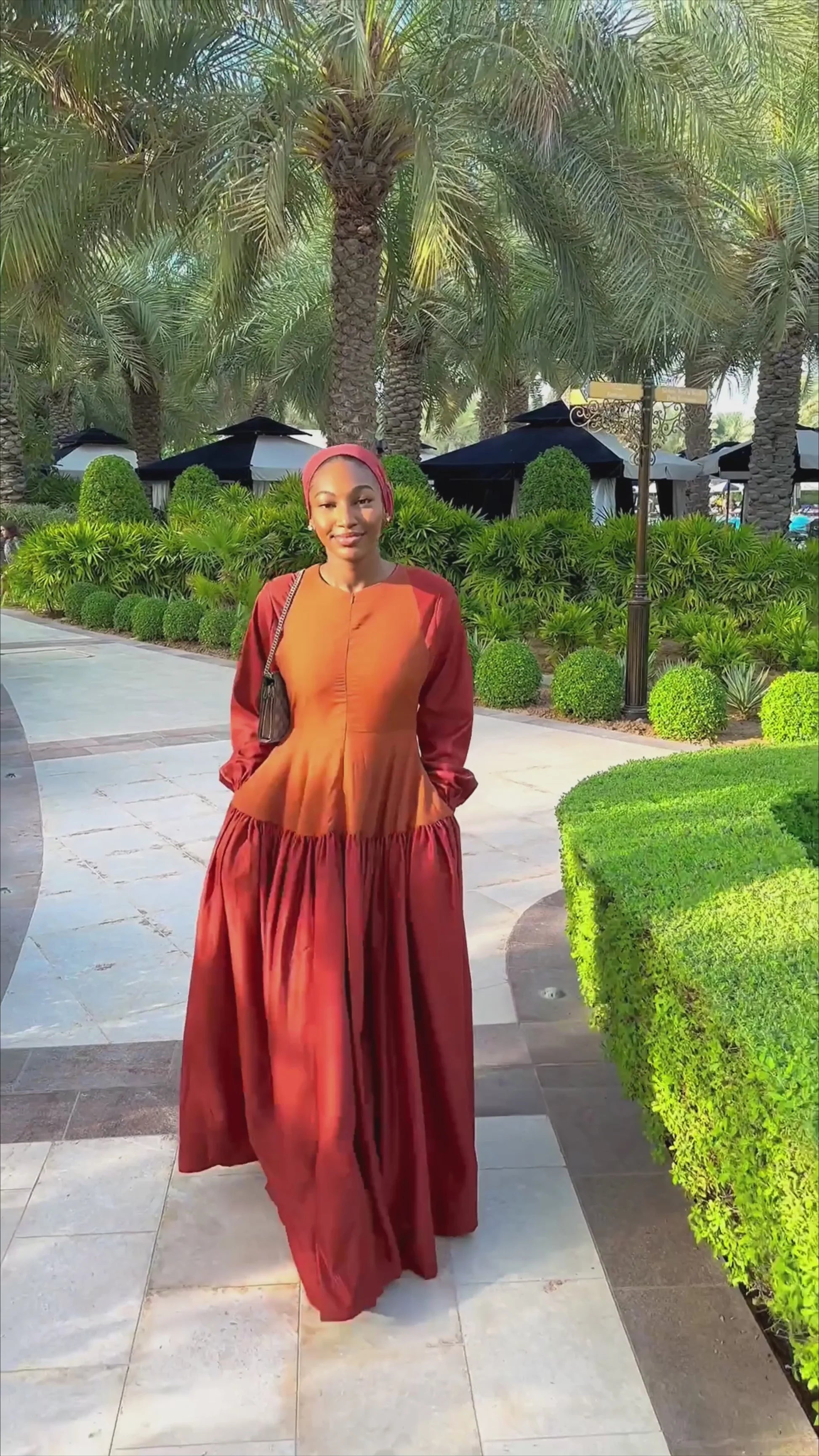 Mariam Color‑Block Raglan Sleeve Maxi Dress