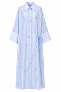 Rania Beaded Striped Shirt‑Style Abaya