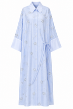 Rania Beaded Striped Shirt‑Style Abaya