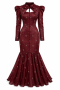 Serena Beaded Mermaid Tie‑Neck Maxi Dress