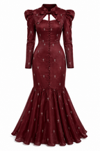 Serena Beaded Mermaid Tie‑Neck Maxi Dress