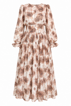 Salma Floral‑Print Belted Puff‑Sleeve Maxi Dress