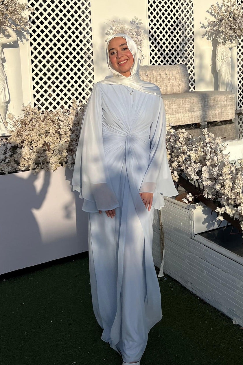 Nadia Twist Long Sleeve Maxi Dress-Blue