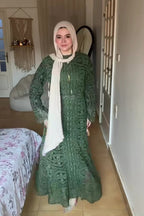 Maren Vintage‑Print Long‑Sleeve Abaya