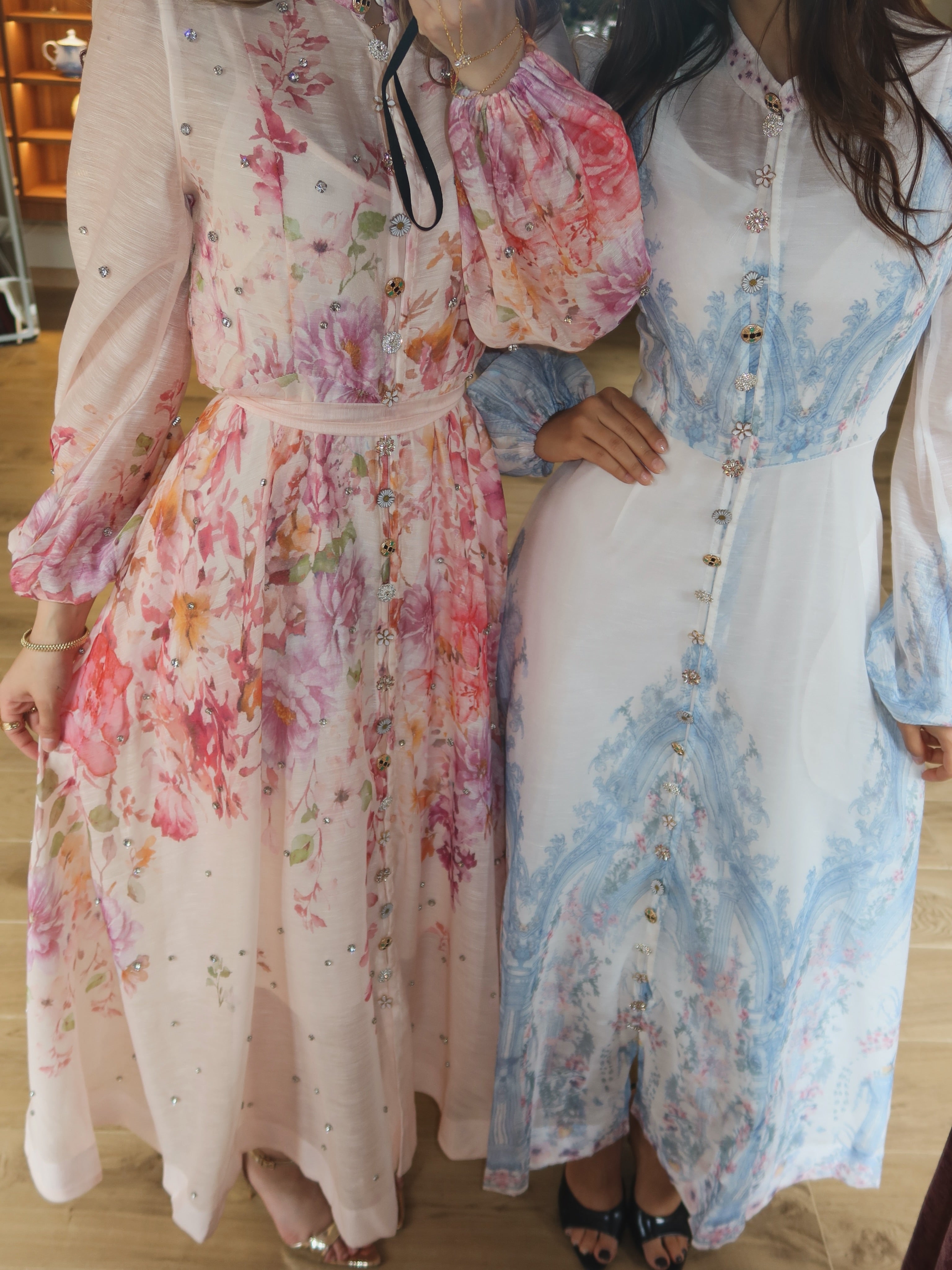 Seren Floral Beaded Chiffon Maxi Dress