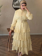 Maya Polka‑Dot Tiered Waist‑Tied Dress