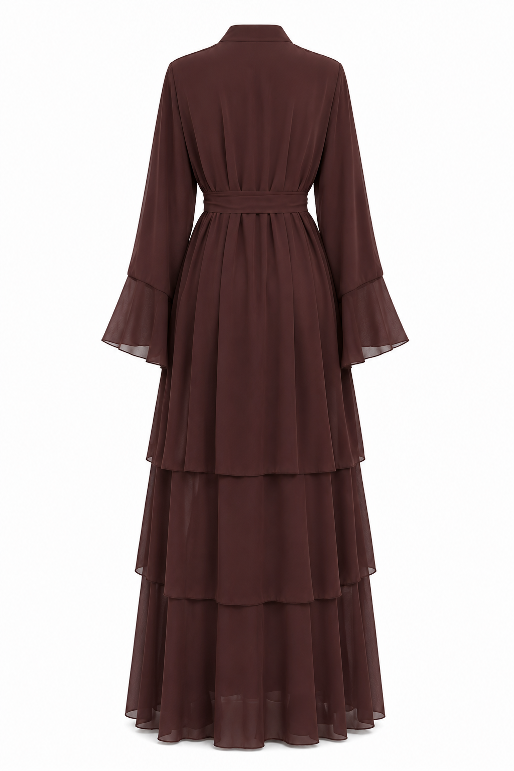 Aisha Tiered Chiffon Wrap Abaya