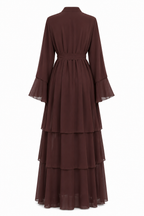 Aisha Tiered Chiffon Wrap Abaya