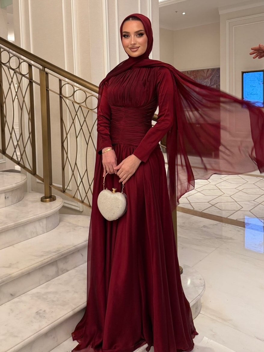 Aisha Ruched Chiffon Maxi Dress