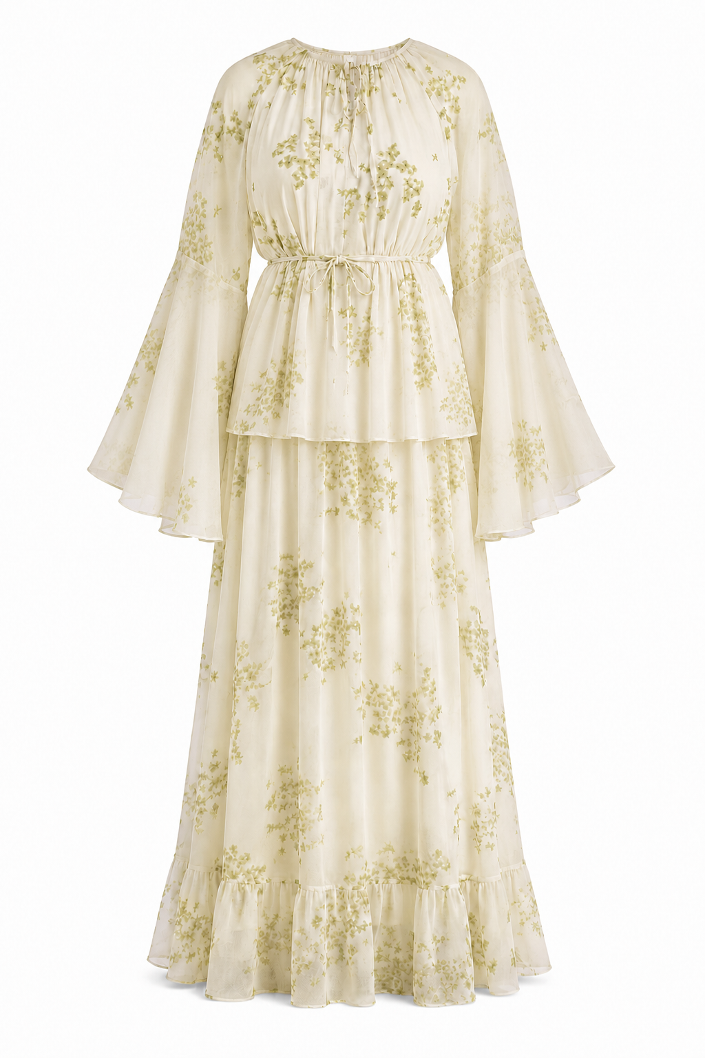 Nadia Floral Tiered Ruffle Maxi Abaya