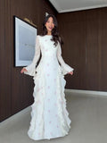 Maya Floral Ruffle Maxi Dress-White