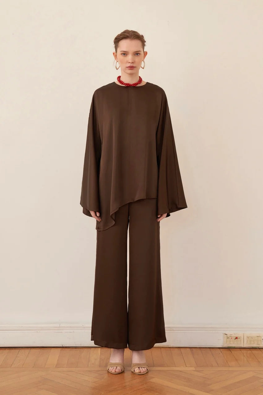 Rinah Satin Asymmetric Two‑Piece Set