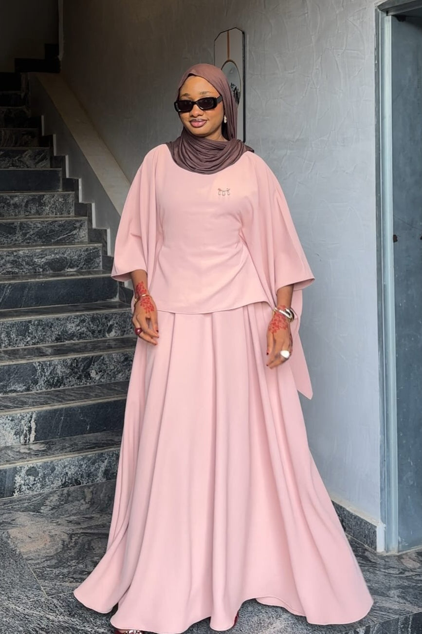 Zaria Batwing‑Sleeve Two‑Piece Abaya Suit