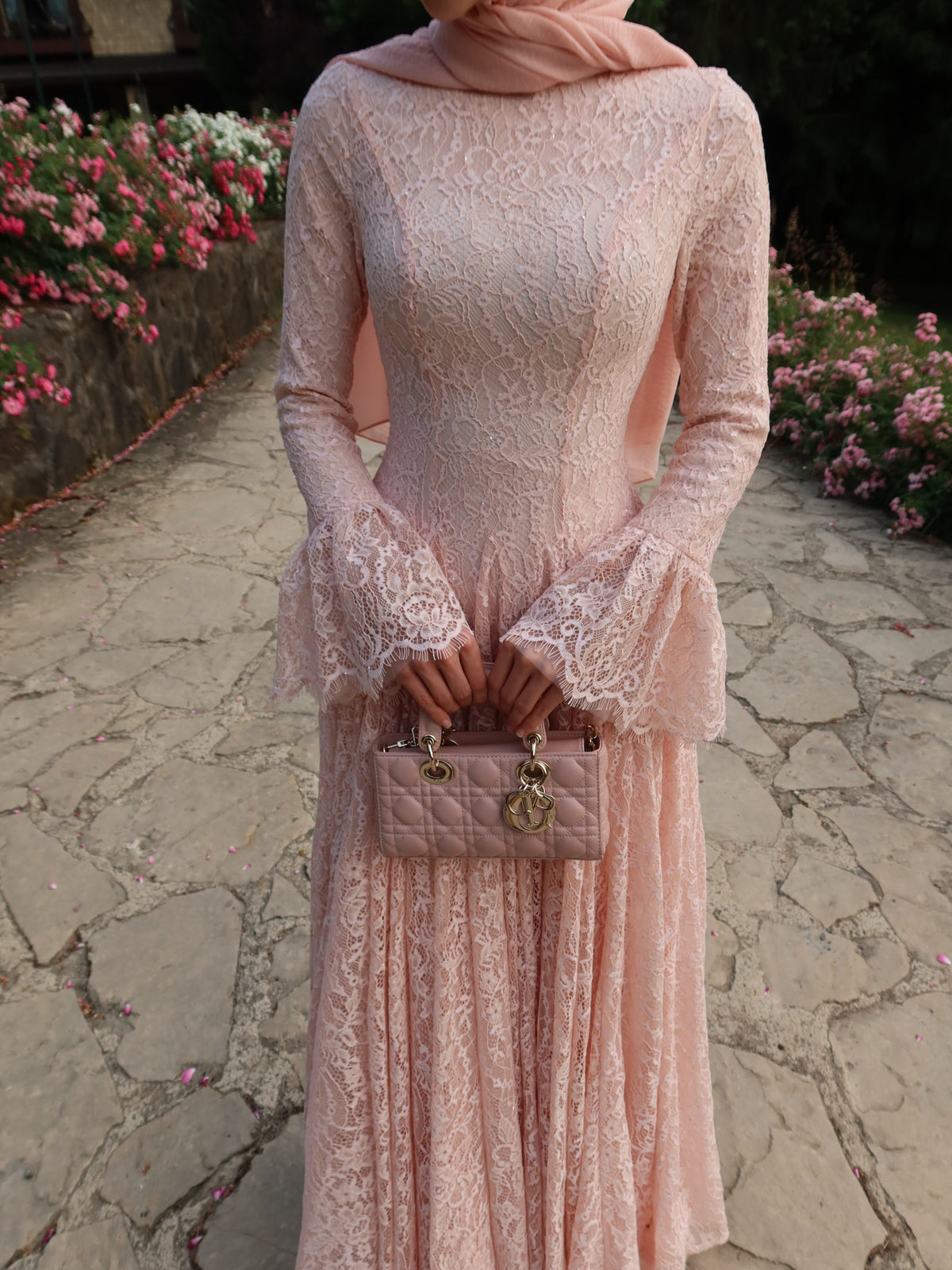 Ayla Lace Flare‑Sleeve Ball Maxi Dress