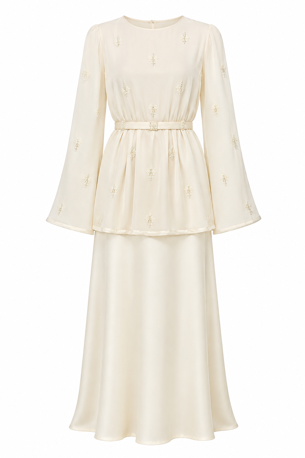 Noura Beaded Peplum Skirt Two‑Piece Set