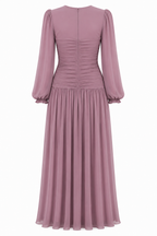 Zahra Ruched Puff‑Sleeve Maxi Dress