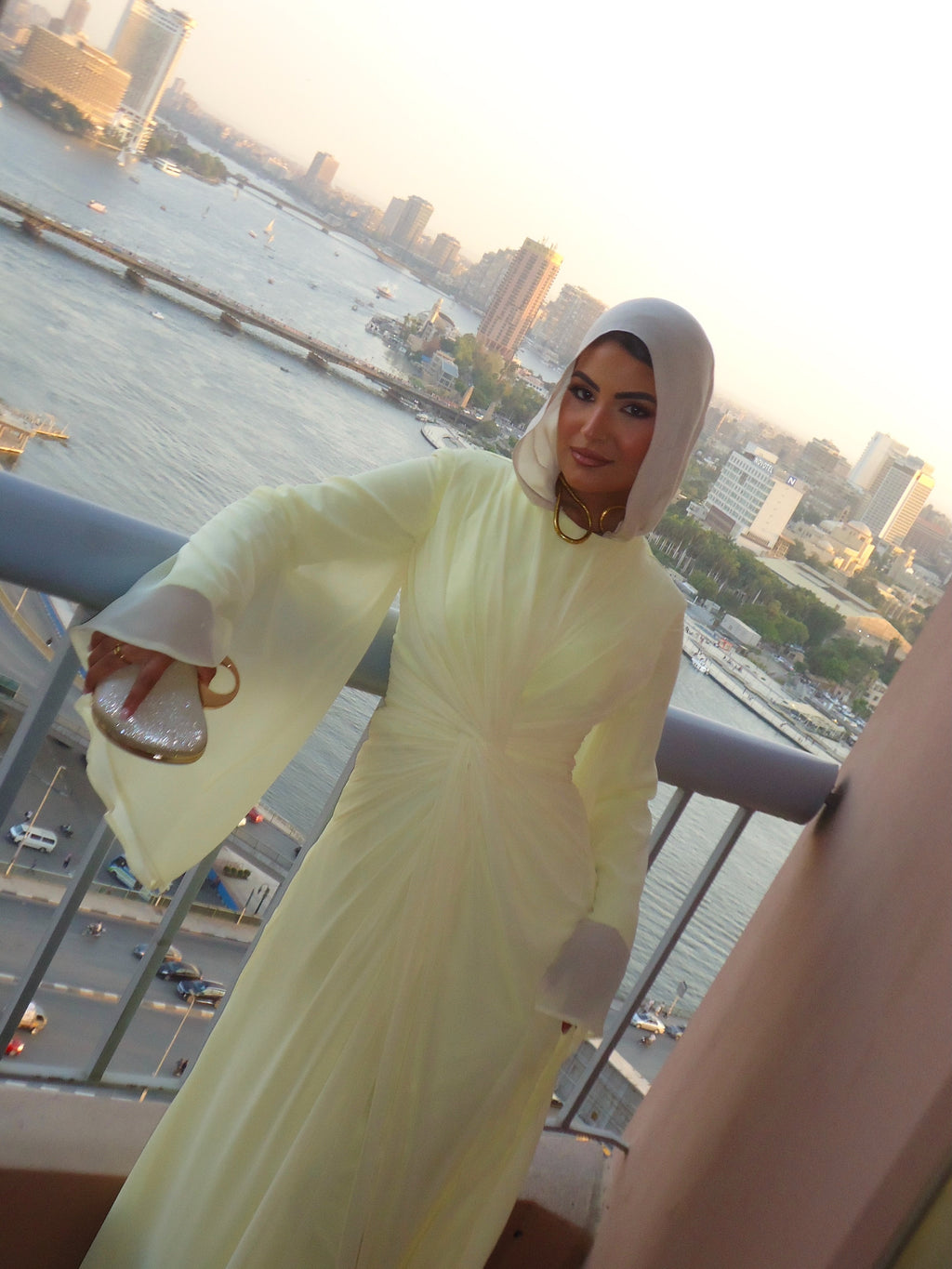 Nadia Twist Long Sleeve Maxi Dress-Yellow