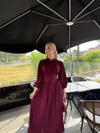 Aisha Button Front Puff‑Sleeve Maxi Dress