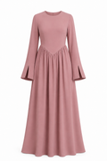 Raya Gathered Waist Flare‑Sleeve Maxi Dress