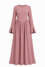 Raya Gathered Waist Flare‑Sleeve Maxi Dress