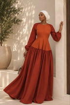 Mariam Color‑Block Raglan Sleeve Maxi Dress