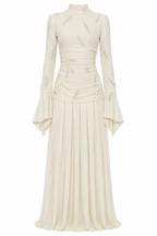 Dina Beaded Leaf Motif Maxi Dress
