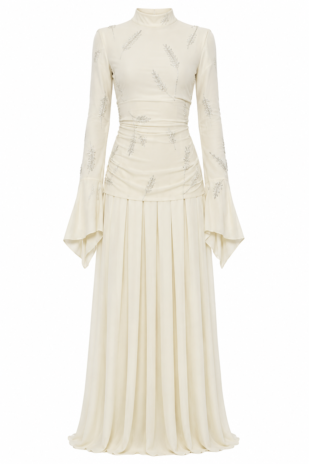 Dina Beaded Leaf Motif Maxi Dress