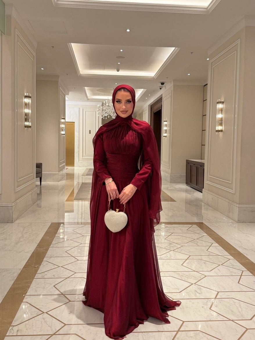 Aisha Ruched Chiffon Maxi Dress