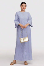Nadia Striped Button‑Front Abaya Dress