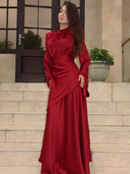 Mariam Draped Waist Flare‑Sleeve Maxi dress