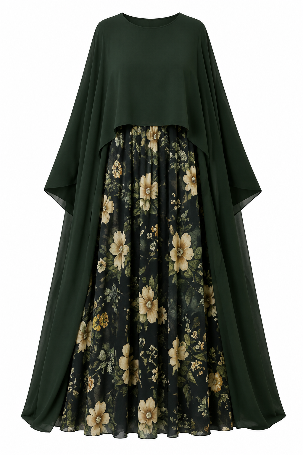 Salma Cape‑Sleeve Floral Print Two‑Piece Set