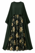 Salma Cape‑Sleeve Floral Print Two‑Piece Set