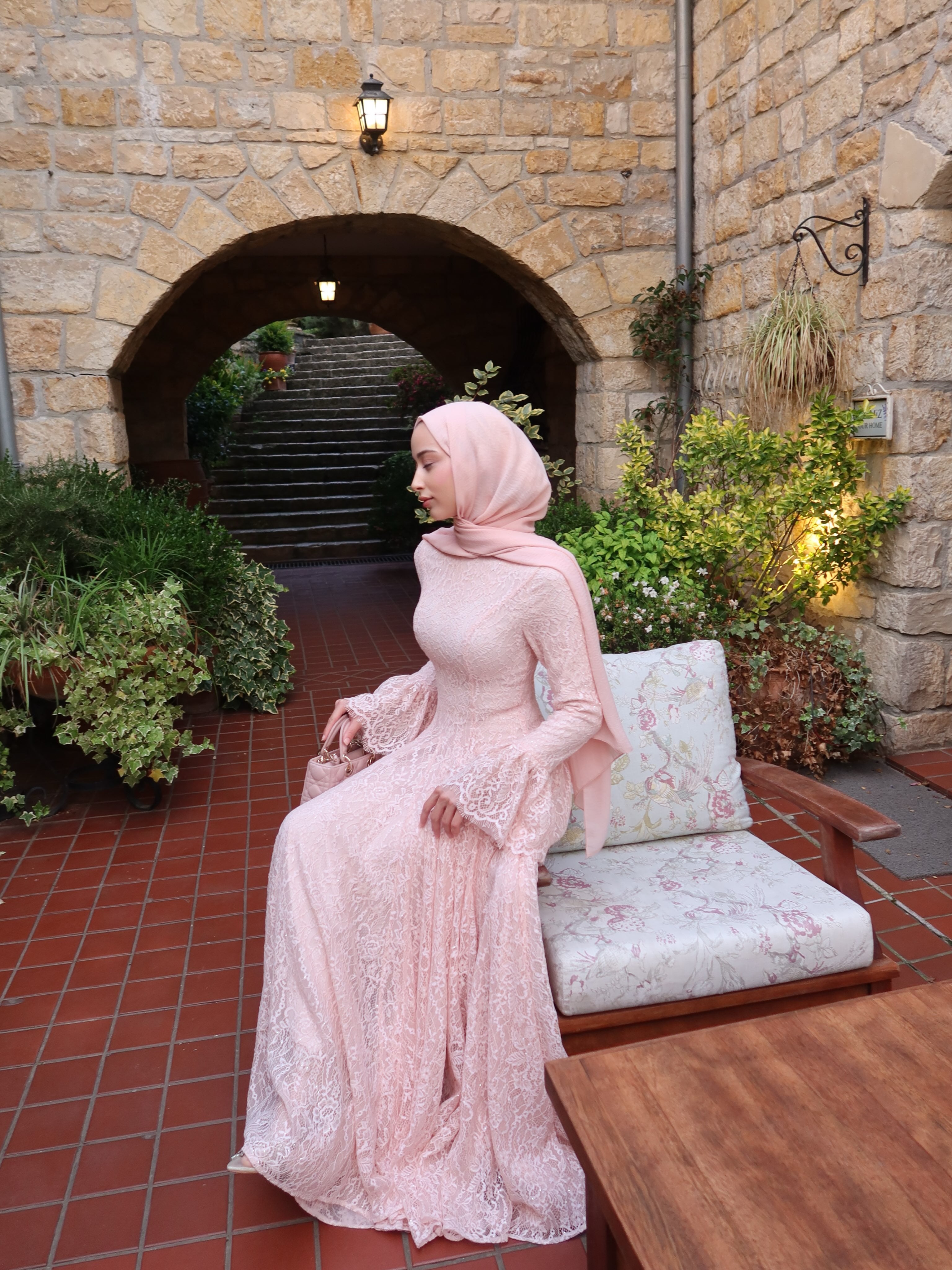 Ayla Lace Flare‑Sleeve Ball Maxi Dress